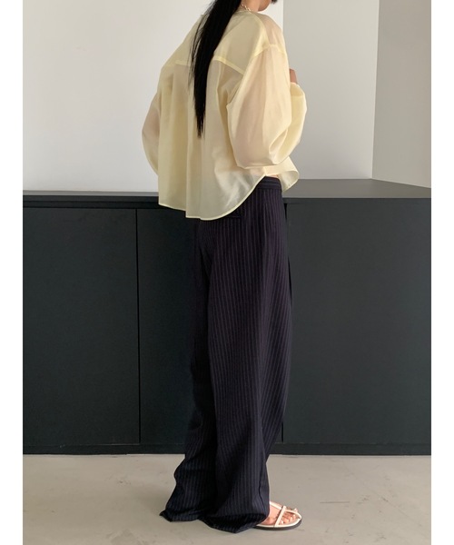 ブラウス シャツ 「DIDOT.」テンセル シアークロップド ブラウス レディース Didot.showroom ブラウス シャツ 「DIDOT.」テンセル シアー