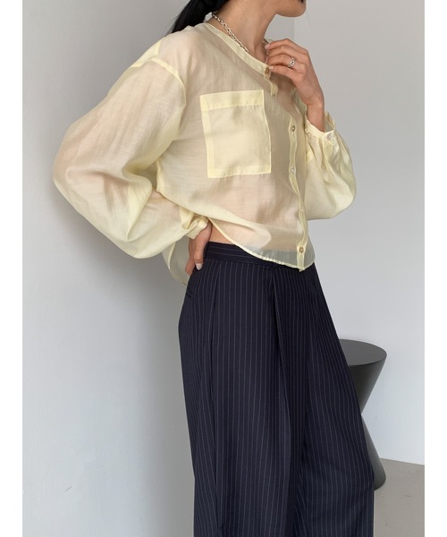 ブラウス シャツ 「DIDOT.」テンセル シアークロップド ブラウス レディース Didot.showroom ブラウス シャツ 「DIDOT.」テンセル シアー
