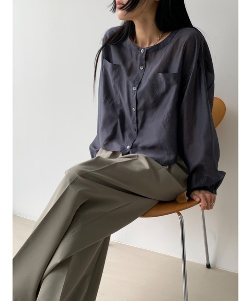 ブラウス シャツ 「DIDOT.」テンセル シアークロップド ブラウス レディース Didot.showroom ブラウス シャツ 「DIDOT.」テンセル シアー