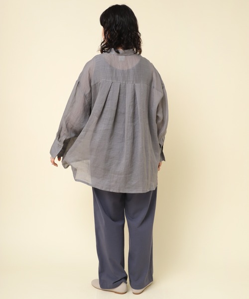 ◎RNA N【洗える】リネン コットン オーバーサイズ シャツ ブラウス 紫 RNA-N ブラウス シャツ B2849 ラミーオーバーサイズシャツ