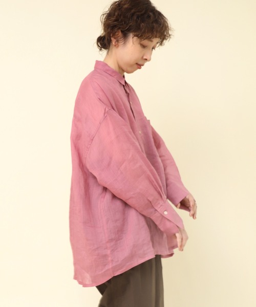 美品　ma liberte by ito ラウンドカラーリネンブラウス　ピンク 美品 ma liberte by ito ラウンドカラーリネンブラウス ピンク 美品 ma