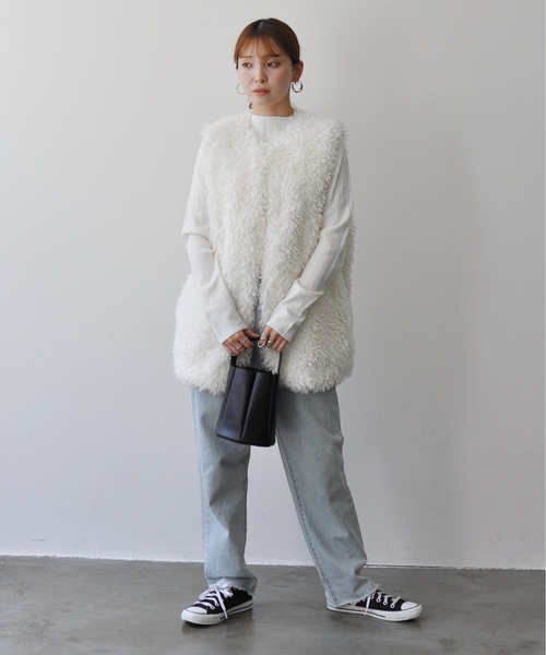 ベスト ジレ 「ZOZO限定商品」軽るふわっ、フェイクファーベスト レディース GLAMOROUS JANE ベスト ジレ フェイクファーベスト レディース