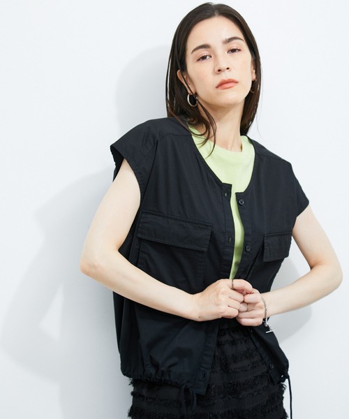 LE CERCLE par rope' ブラウス シャツ 裾ドロストノースリーブブラウス