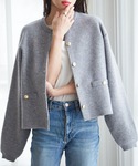 カーディガン ゴールド調ボタンニットカーデ レ...の詳細画像1