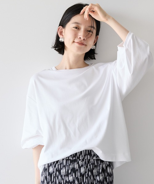 AMERICAN HOLIC tシャツ 7分袖タックスリーブカットプルオーバー