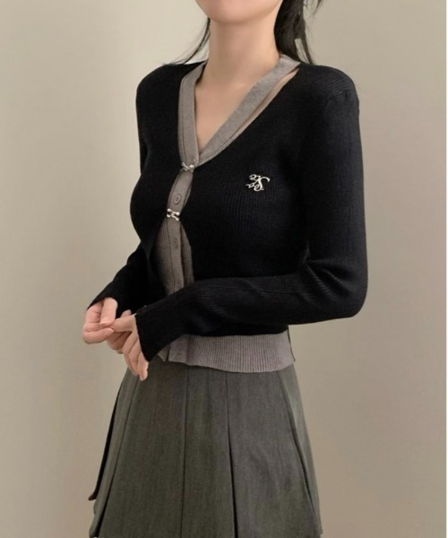 gossip!ロサンゼルス ニット セーター Y2K カーディガンレイヤード風