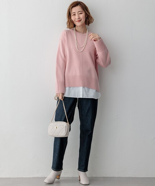 23区 tシャツ 「洗える」ナチュラルコットンベアコンビ