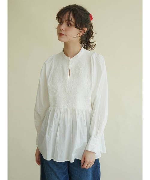 ブラウス シャツ Front embroidery peplum blouse レディース FIKA. ブラウス シャツ Front embroidery peplum blouse
