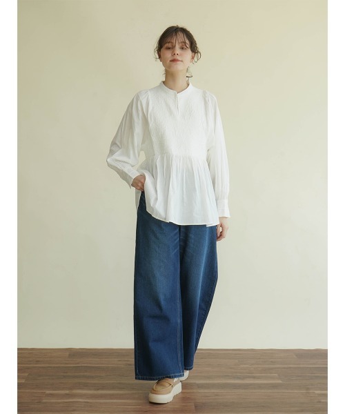ブラウス シャツ Front embroidery peplum blouse レディース FIKA. ブラウス シャツ Front embroidery peplum blouse