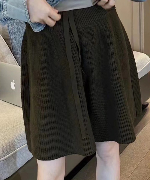 H.TOKYO パンツ ニットワイドショートパンツ レディース