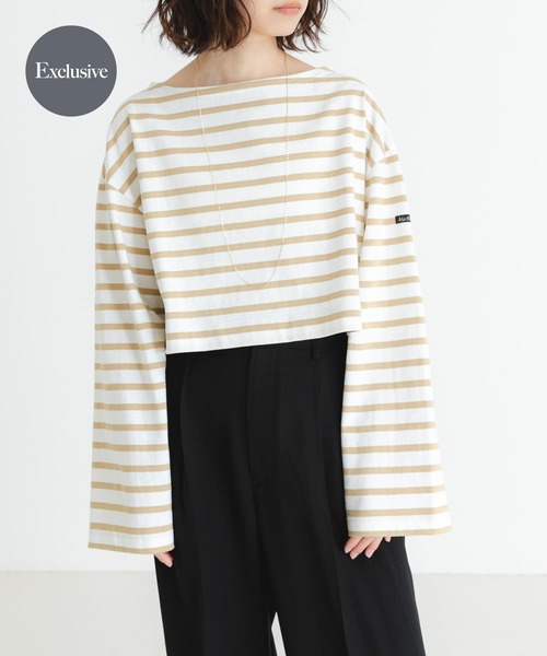 tシャツ 「WEB/一部店舗限定」「別注」Le minor×UR　Border cropped Tee レディース