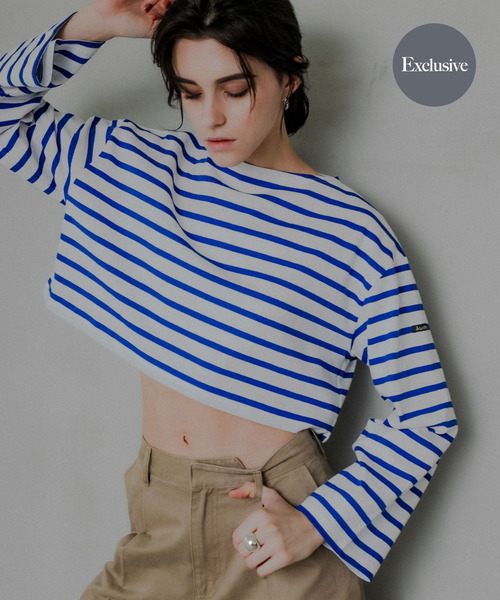 tシャツ 「WEB/一部店舗限定」「別注」Le minor×UR　Border cropped Tee レディース Le Minor tシャツ 「WEB/一部店舗限定」「別注」Le minor×UR