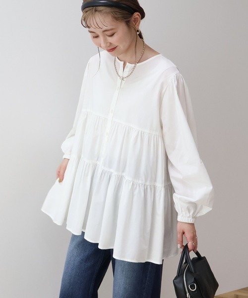ブラウス シャツ ティアードギャザーブラウス レディース AMERICAN HOLIC ブラウス シャツ ティアードギャザーブラウス