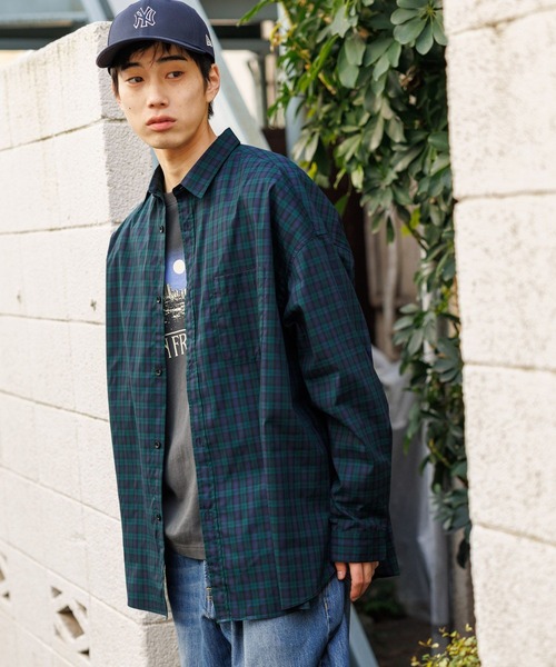 niko and…ニコアンド厚手長袖ロングチェックシャツカバーオールオシャレ古着 niko and… シャツ イージーケア柄ロングスリーブシャツ メンズ