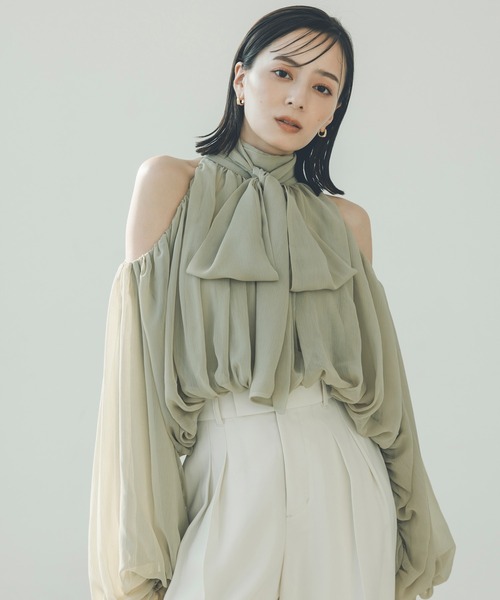 【完売品・美品】シフォンボリュームブラウス テラコッタ anuans ブラウス シャツ 「ZOZO限定カラー」シフォンボリューム