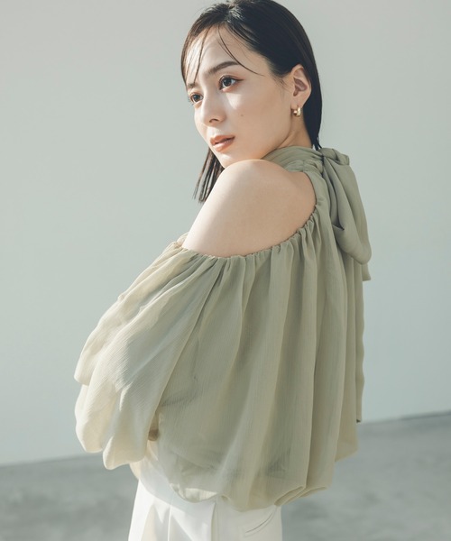 【完売品・美品】シフォンボリュームブラウス テラコッタ anuans ブラウス シャツ 「ZOZO限定カラー」シフォンボリューム