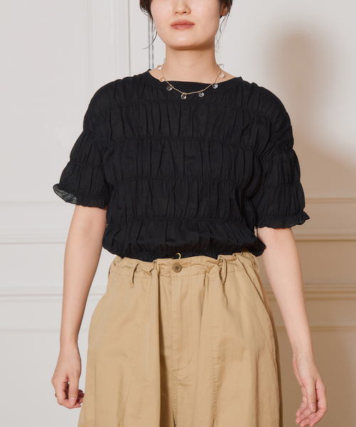 IENA LA BOUCLE tシャツ HAKUJI/ハクジ Twist jersey shirring T