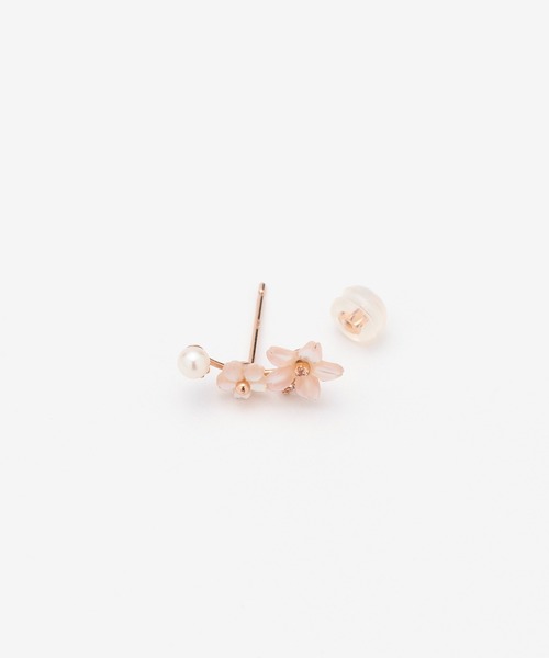 k10 桜 ピアス(片耳) ピンクゴールド BLOOM（ブルーム） ピアス K10 ピンクゴールド ピンク蝶貝 さくら