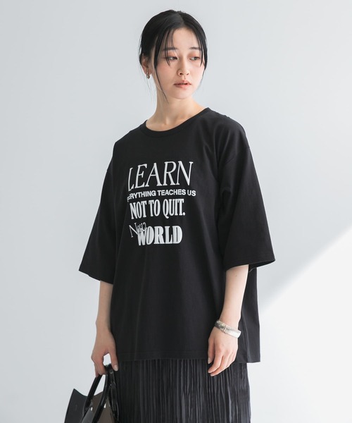 tシャツ ロゴプリントルーズTシャツ レディース