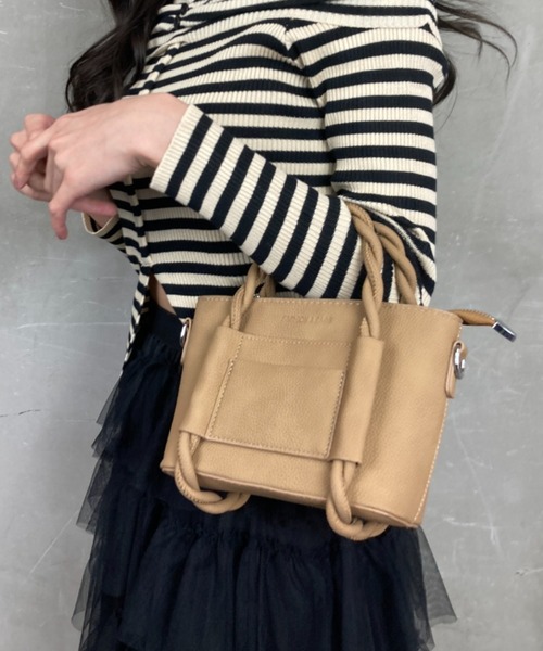 ショルダーバッグ バッグ ねじねじハンドル スクエアバッグ ミニバッグ