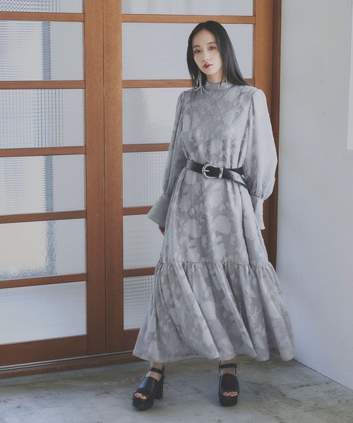randeboo シアー　ジャガード　ワンピース　ドレス 3月値下げ】randeboo シアー ジャガード ワンピース ドレス