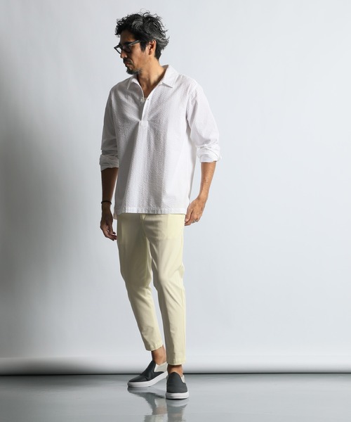 STRUMストラム和紙スキッパーシャツS The DUFFER of ST.GEORGE シャツ SEERSUCKER OVERDYE SKIPPER