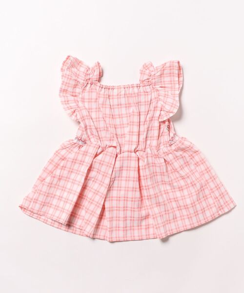 【bonjour】チュニック 8y ピンク系 チェック柄 bonjour diary ibiza top 8y チュニック ワンピース ボンジュール