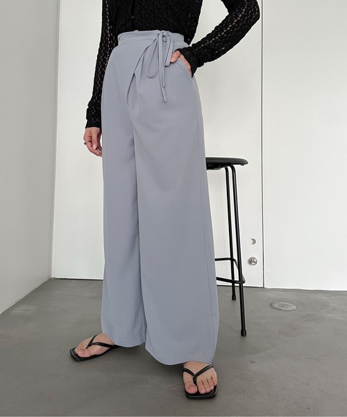 PILIT パンツ サイドリボン ラップワイドパンツ レディース : ZOZOTOWN