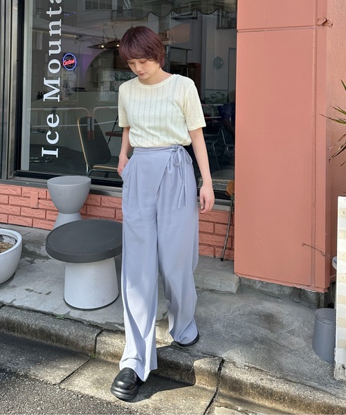 PILIT パンツ サイドリボン ラップワイドパンツ レディース : ZOZOTOWN