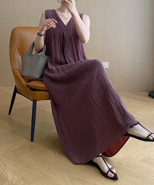 Vネック ノースリーブ デザイン ドレス ワンピース エルケイ（ERUKEI）直営】のドレス通販ショップ｜銀座クチュール