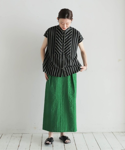 NOMBRE IMPAIR ブラウス シャツ コットンストライプ ネジリ
