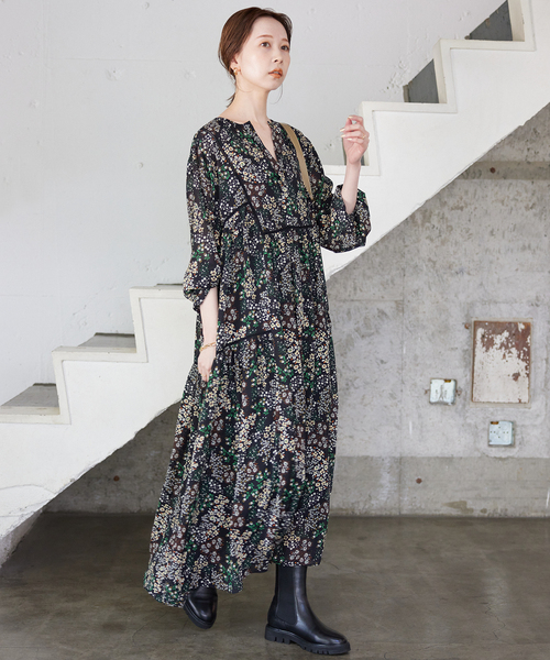 新品タグ付☆SLOBE IENA☆FLOWER PRINTワンピース FLOWER PRINT ワンピース | スローブ イエナ(SLOBE IENA