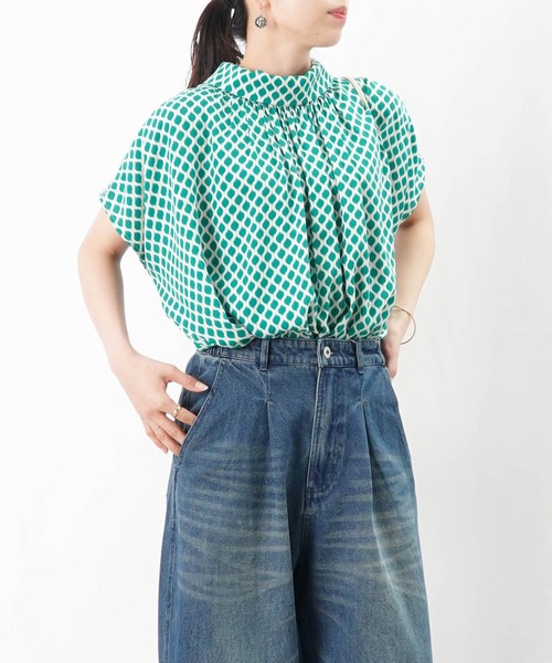 LADY LUCK LUCA ブラウス シャツ LC/LLL 小紋柄プリント前後2WAY