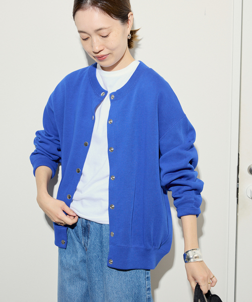 美品★SLOBE IENA ダブルフェイスジャージースナップカーディガン スローブ イエナ SLOBE IENA 《追加3》ダブルフェイスジャージー