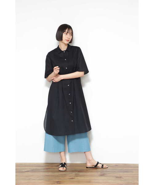 「human woman」 半袖チュニック MEDIUM ブラック レディース
