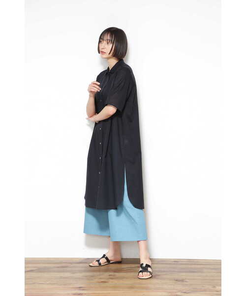 「human woman」 半袖チュニック MEDIUM ブラック レディース