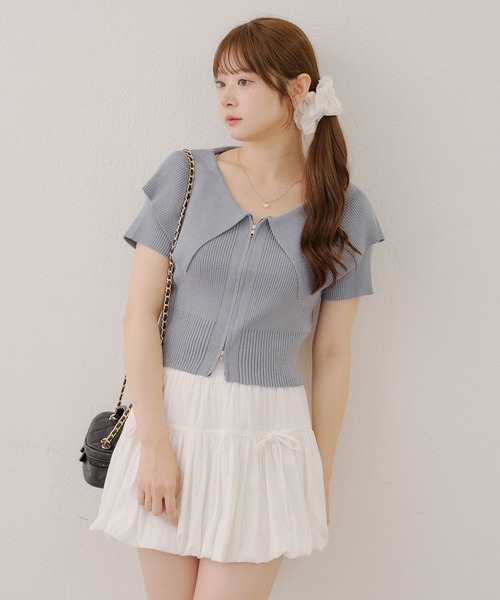 continuer de NICE CLAUP ニット セーター BIG衿ZIPカーデ