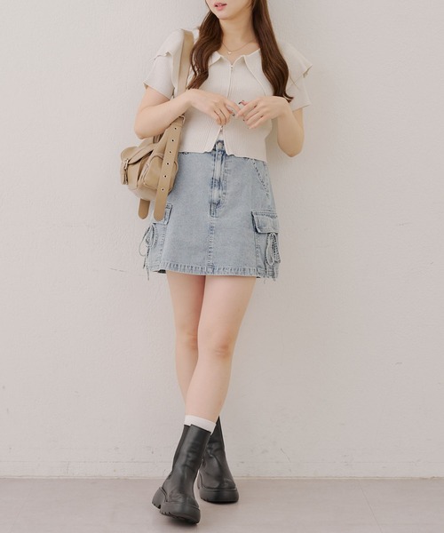 continuer de NICE CLAUP ニット セーター BIG衿ZIPカーデ