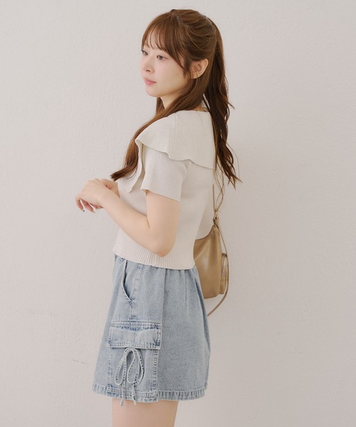 continuer de NICE CLAUP ニット セーター BIG衿ZIPカーデ