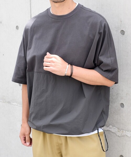 「SHIPS any」 半袖Tシャツ MEDIUM ブラック メンズ