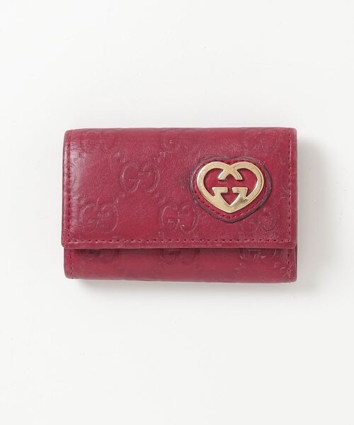 グッチ　６連　ハート　キーケース　GG　GUCCI　グッチシマ　レディースメンズ 極美品】 GUCCI グッチシマ キーケース 6連 GG ハート パープル