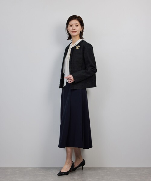 ROPE'（ロペ） ジャケット ノーカラージャケット ミックスツイードノー