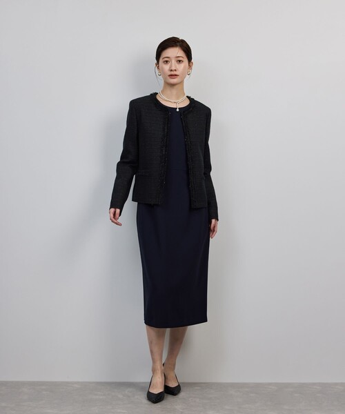 ROPE'（ロペ） ジャケット ノーカラージャケット ミックスツイードノー