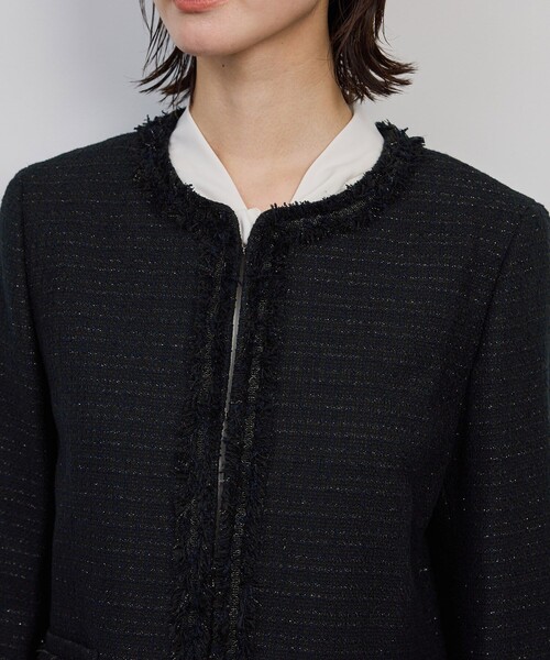 ROPE'（ロペ） ジャケット ノーカラージャケット ミックスツイードノー