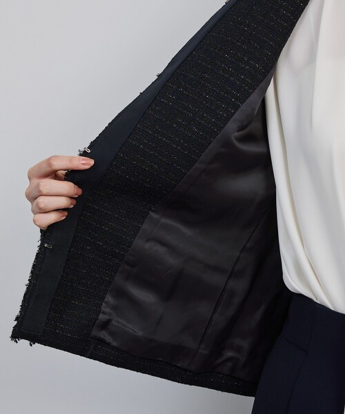 ROPE'（ロペ） ジャケット ノーカラージャケット ミックスツイードノー