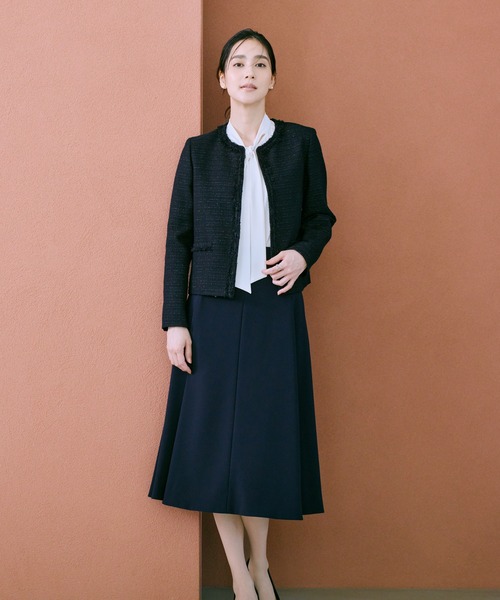 ROPE'（ロペ） ジャケット ノーカラージャケット ミックスツイードノー