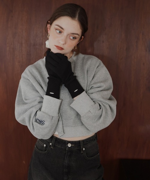 Mili affinity 手袋 フィンガースリットニットグローブ/アーム