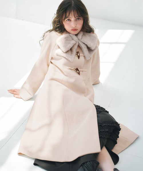 Feroux フェルゥ　ファーコート　キャメル　Ｌサイズ Feroux（フェルゥ） ダッフルコート コート ダッフルデザインAライン