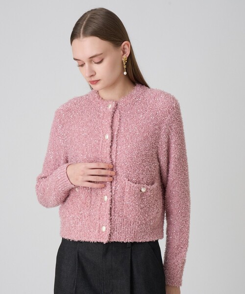ANAYI（アナイ） カーディガン スパンコールモールクルー カーディガン