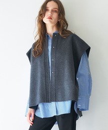 お値下げ　美品　pleatsplease ポンチョ　ケープ　ジレ2024年11月 qualite（カリテ） ポンチョ ダブルフェイスジレ/秋服/冬服/ポンチョ